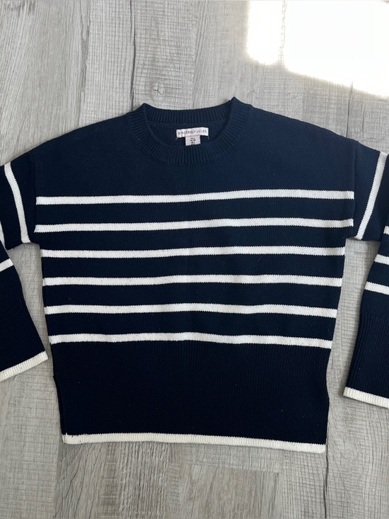 Sincerly Jules Sweaters - Sincerely Jules Navy and White Striped Crewneck Sweater